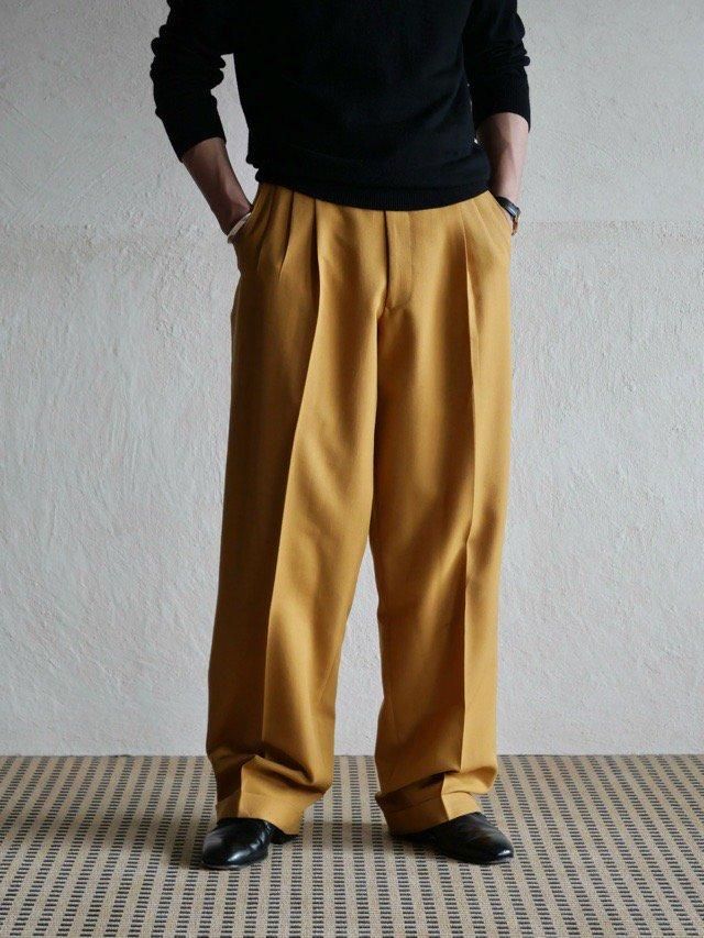 1990's ZACCHI Polyester&Wool Gabardine 3tuck Trousers