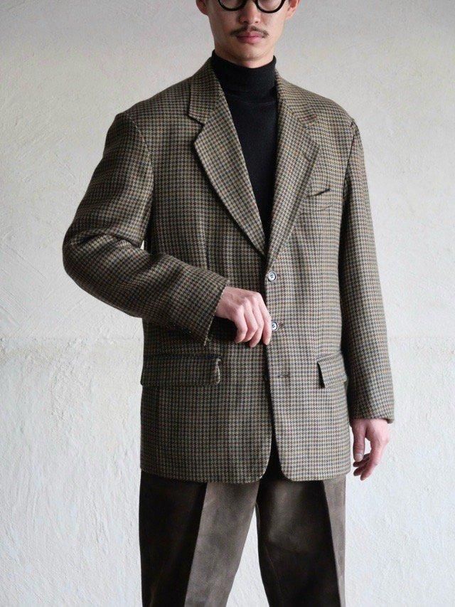 1980~90's Vintage Houndstooth Tweed JKT, made in CANADA