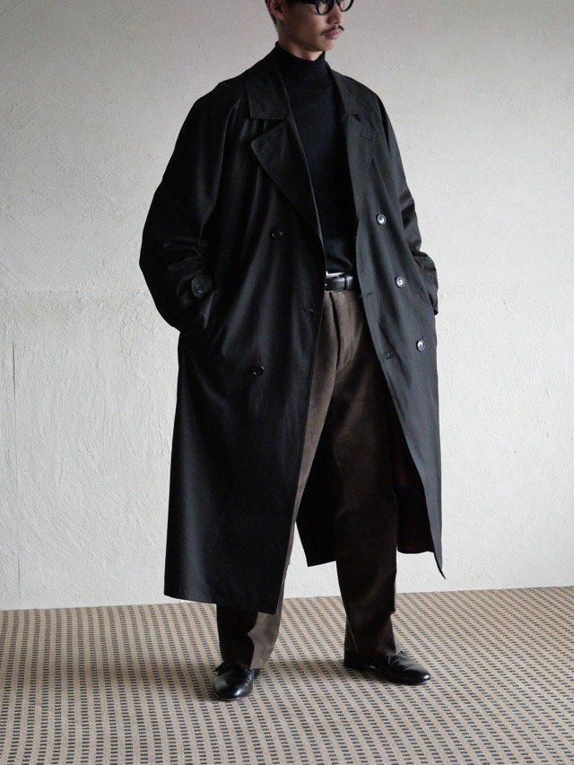 1980~90's LONDON FOG
Polyester&Cotton Gabardine Coat, 
with Liner / BLACK / Made in Canada.