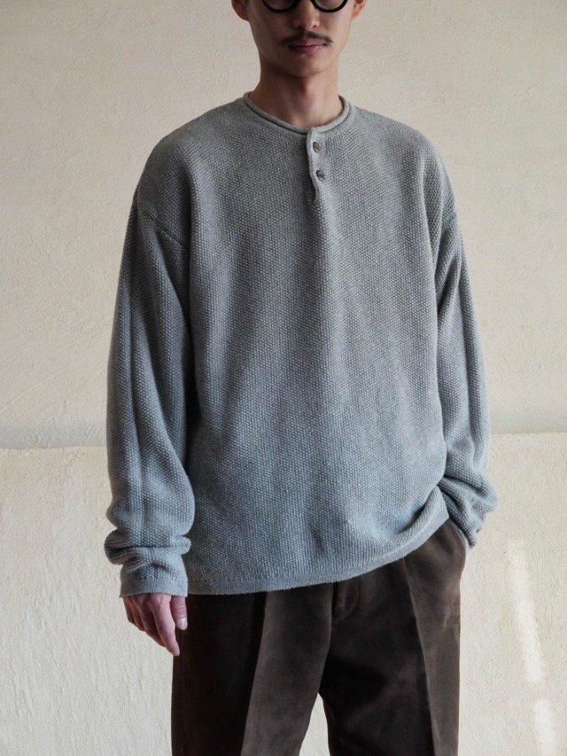 1990~00s Cotton Henry-neck Knit Sweater