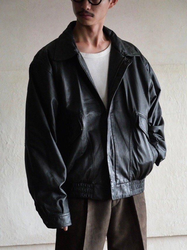 1990~00's ADLER Black Leather Jacket