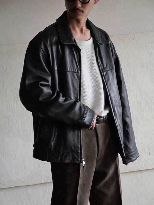 1990~00's Dockers Black Leather Jacket