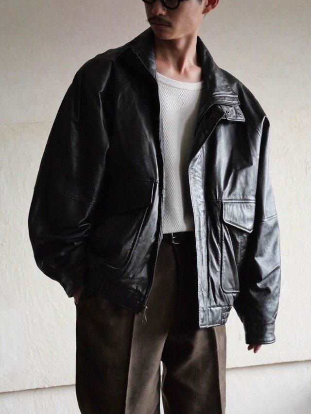 1990~00's DAVID TAYLOR Black Leather Jacket