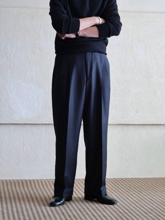Tessilstrona Super 150's 2tucks TrousersDark Navy