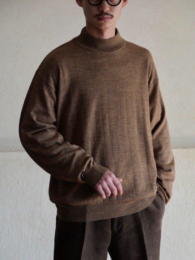 1990~00's "ROEVELLE" High Gauge Mockneck Knit SweaterBrown