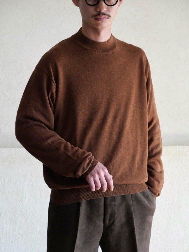 1990~00's "TULLIANO" SilkCotton High Gauge Mockneck Knit SweaterBrown