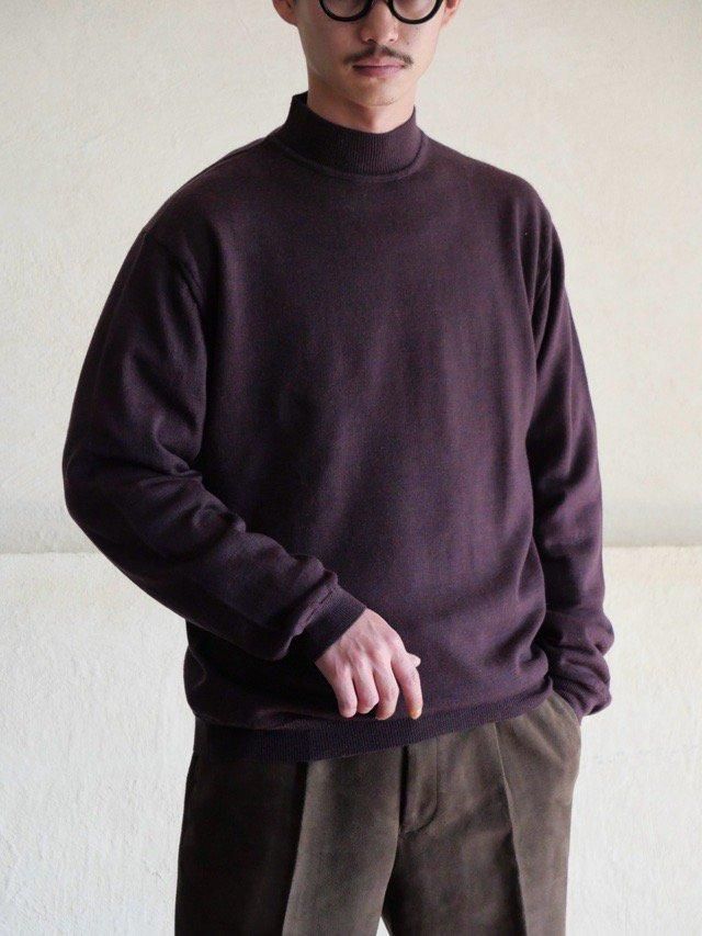 1990~00's "mantles" High Gauge Mockneck Knit SweaterPurple