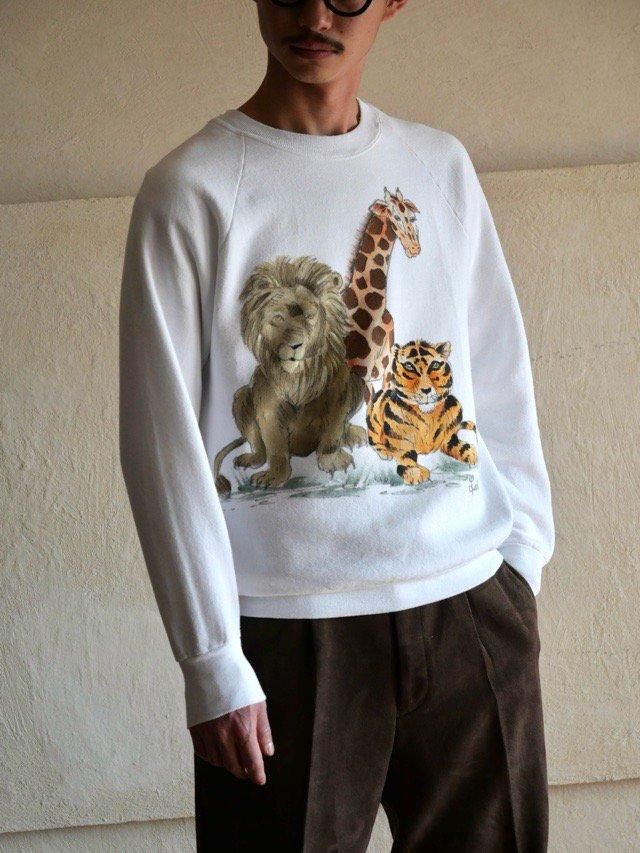1990's F.O.L. Hand Painted Sweat Sweater "Animal"