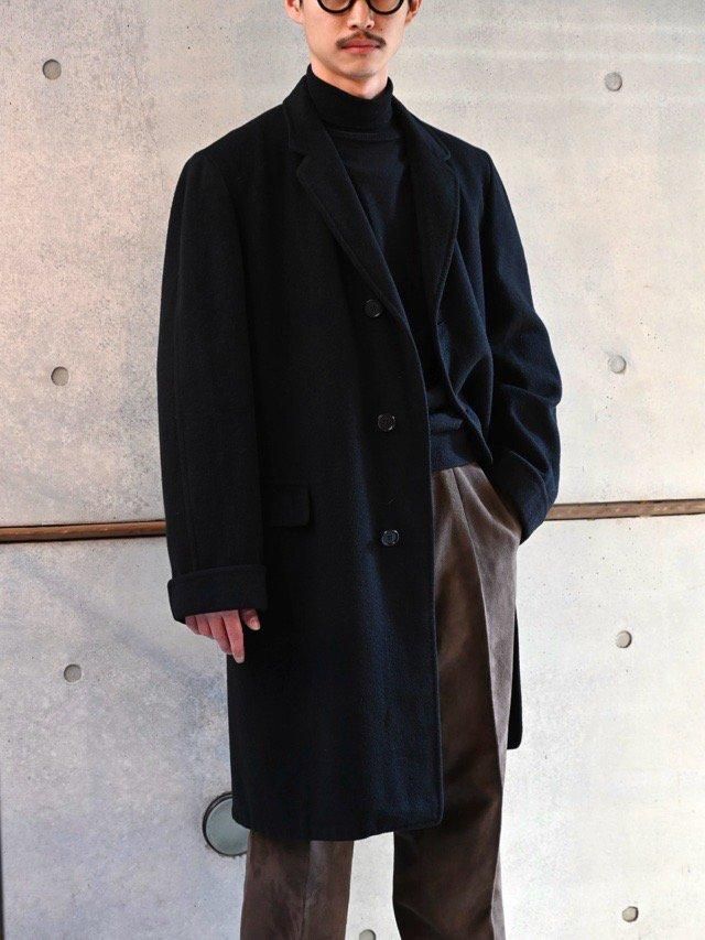 1960's Vintage KARAMAI Cashmere100% Black Chester coat
