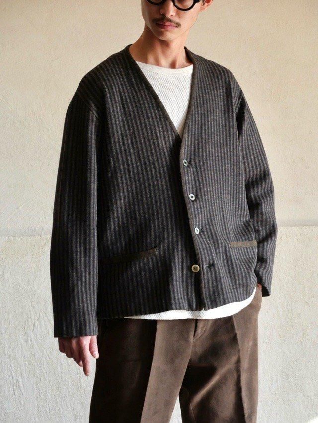 1960~70's Wool Jersey Stripes Cardigan
