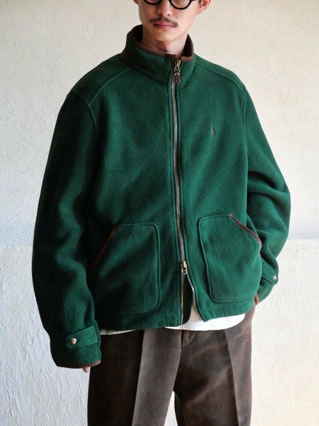 00's RalphLauren FleeceLeather Zip-up Jacket