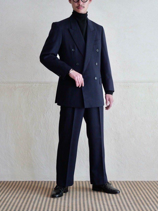 1980's Italian Design Dragon Uomo
Double-breasted Wool Stripes Suit
