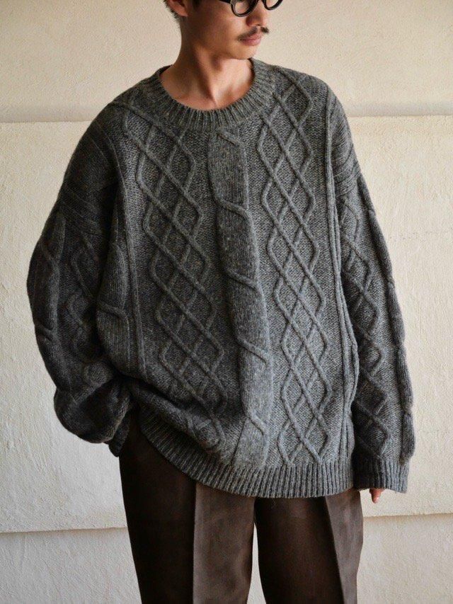 00's GAP Wool Aran Knit Sweater Gray