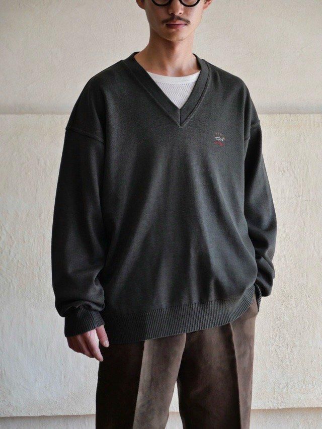 1980~90's Paul&Shark V-neck Wool Knit Sweater, Made in Italy.