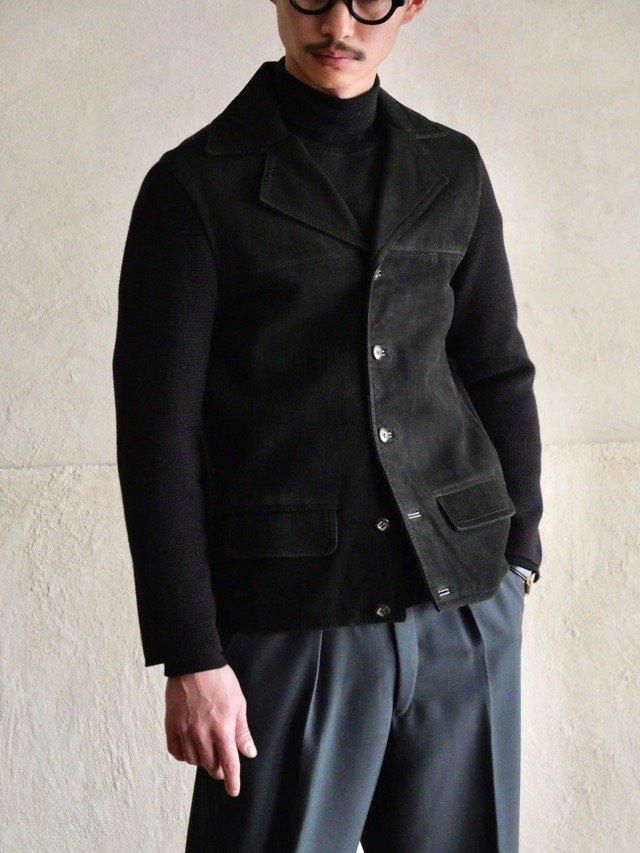 1970's Vintage SuedeKnit Jacket, 
Made in SPAIN. "BLACK"