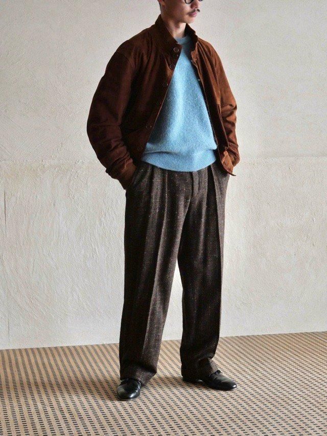 1980's Italian Vintage Tweed Trousers, BROWN