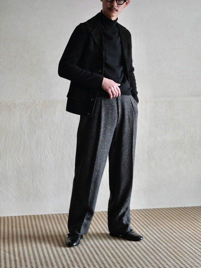 1980's Italian Vintage Tweed Trousers, GRAY