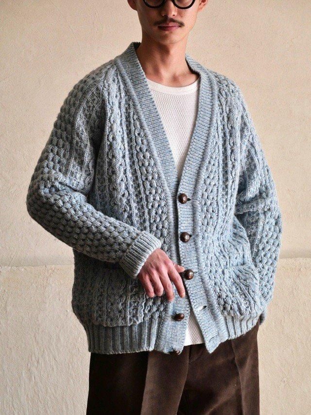 1980's Purple Heather Fisherman Knit Cardigan, Handloomed in IRELAND.