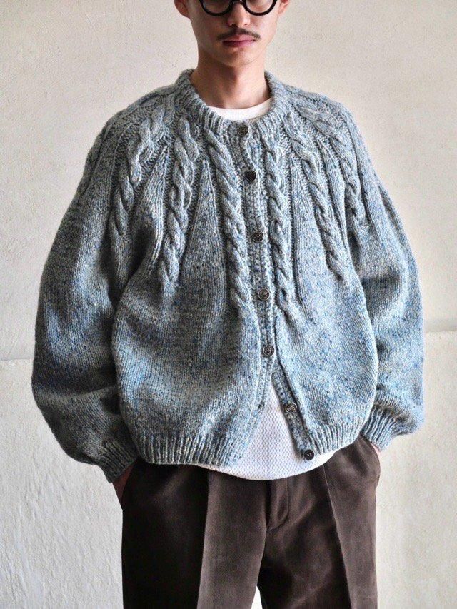 Vintage Tyrolean Wool Knit Cardigan, BLUE