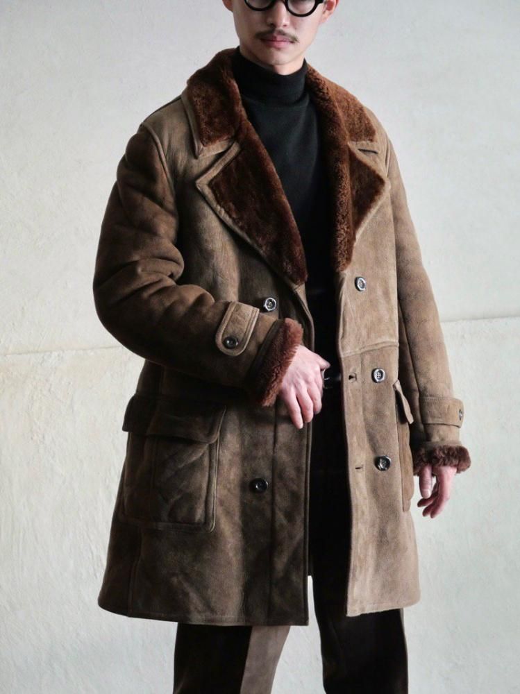 Vintage Mouton Double-Breasted Half Coat
