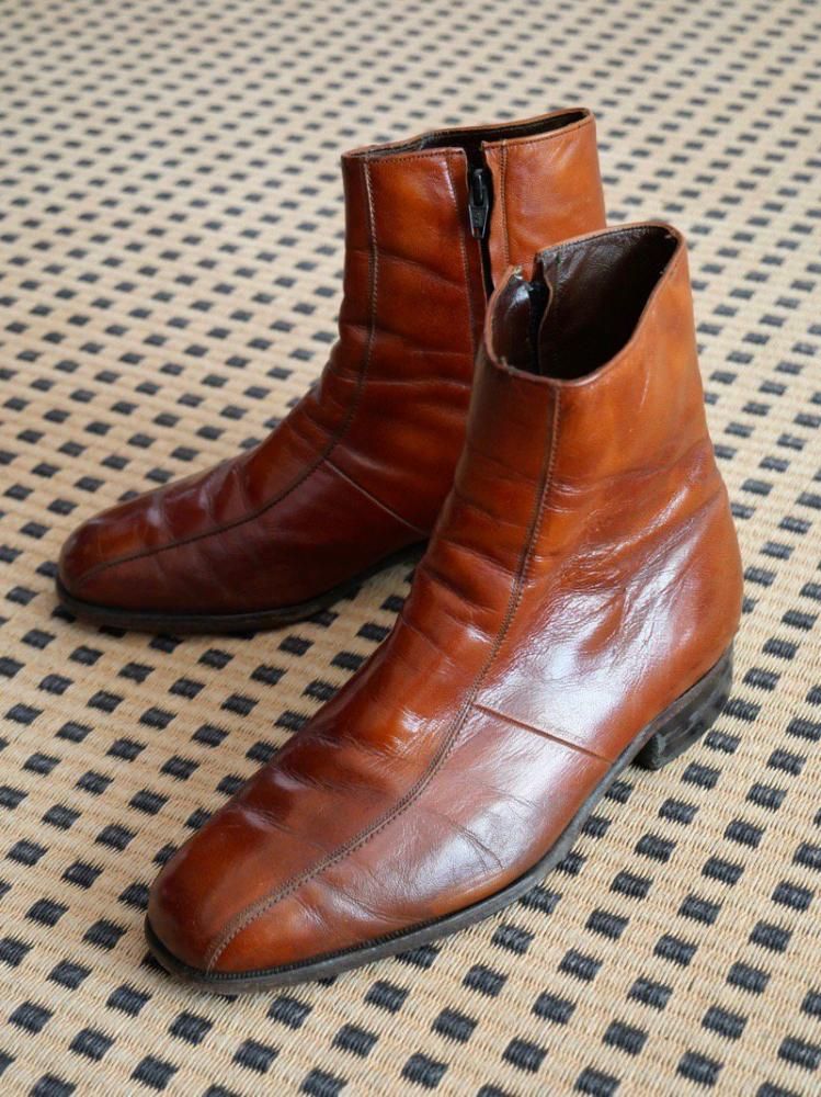 1990's FLORSHEIM IMPERIAL Side-Zip Boots, Brown