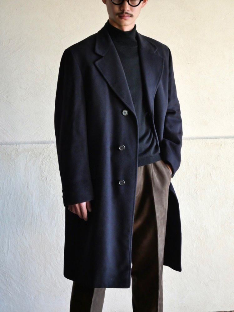 1980's Vintage Jos.A.Bank 100% Cashmere Coat, Navy