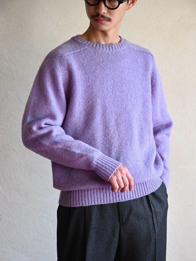 Mockinncn of fcctland 100% Shetland wool Knit Sweater, Light Purple