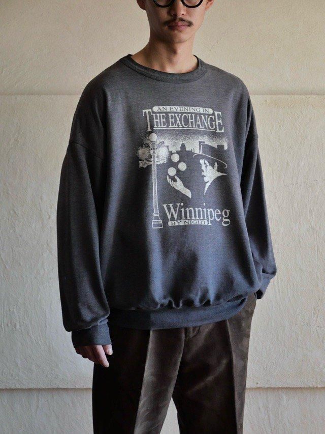 1980's Vintage Fade-black Printed Sweat Sweater