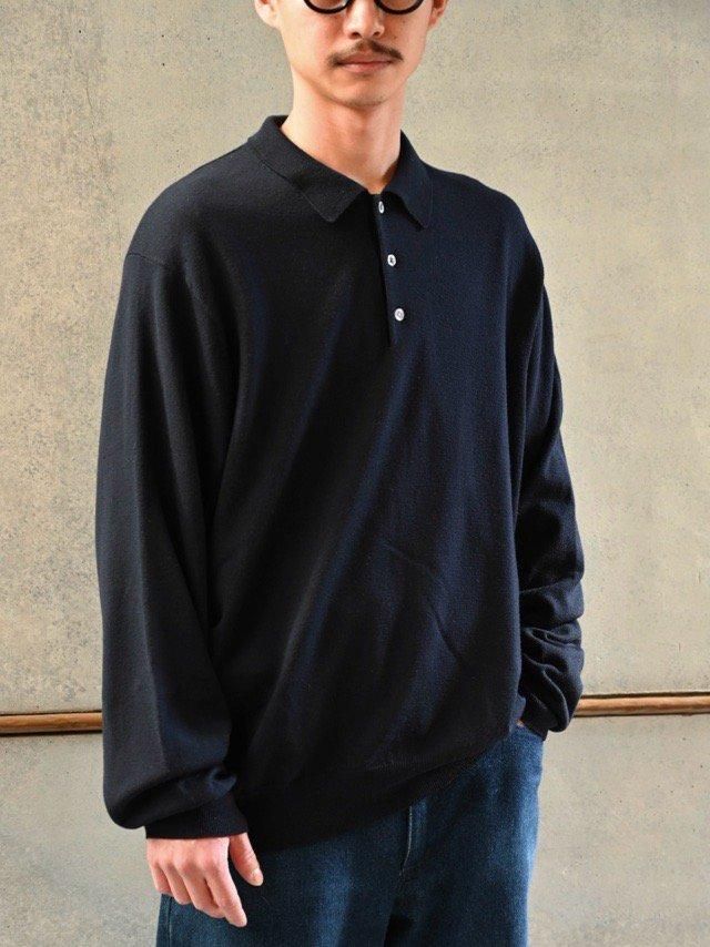 1990s BrooksBrothers Wool Knit-Polo, Navy