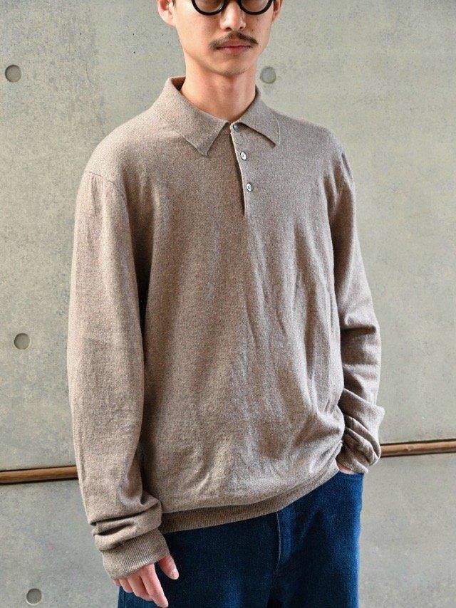 00s BrooksBrothers Wool Knit-Polo, Beige