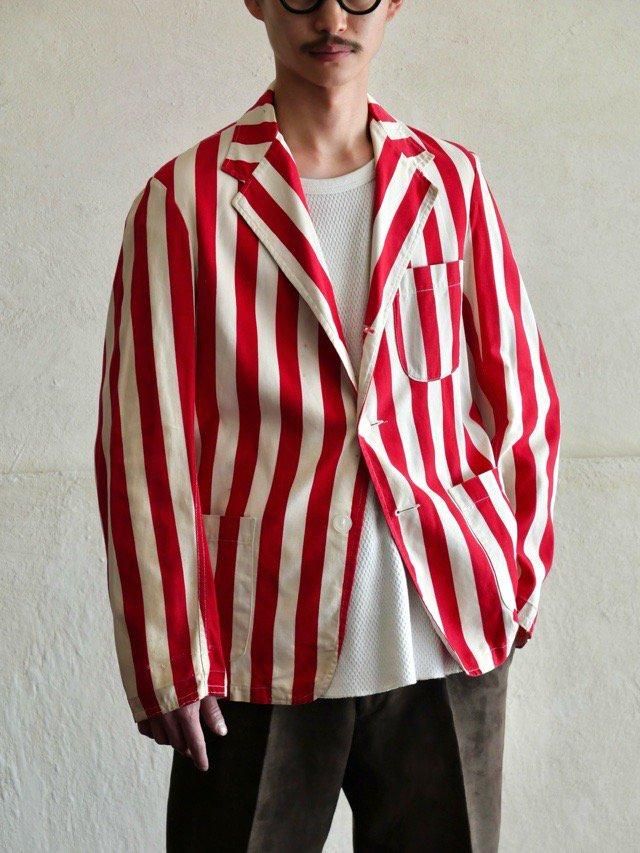 1950~60's Vintage Stripes Cotton Tailored Jacket