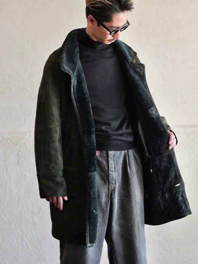 1980~90's Euro Vintage Mouton Half-Coat, Green