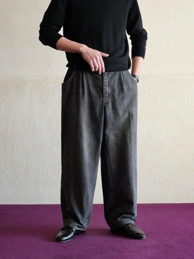 1980~90's Euro Wide Black Denim Trousers