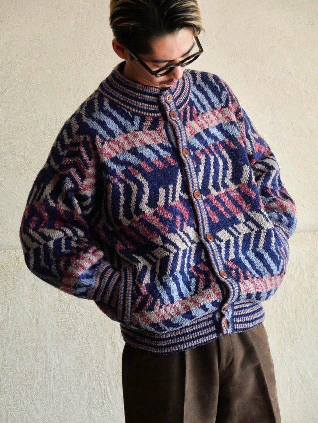 1980~90's Italian Vintage Geometric Knit Blouson 1