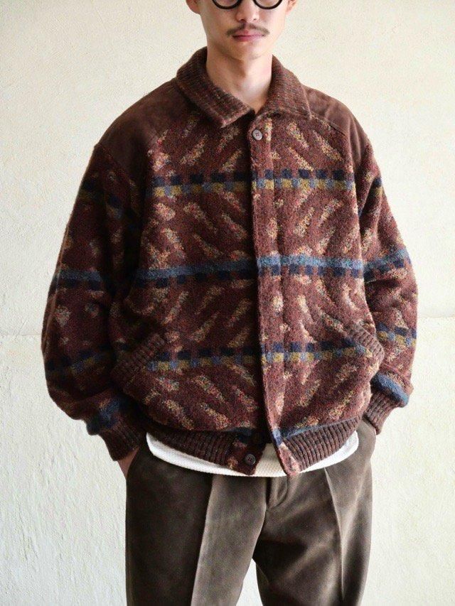 1980~90's "VERDERAME" Italian Vintage Geometric Knit Blouson 4