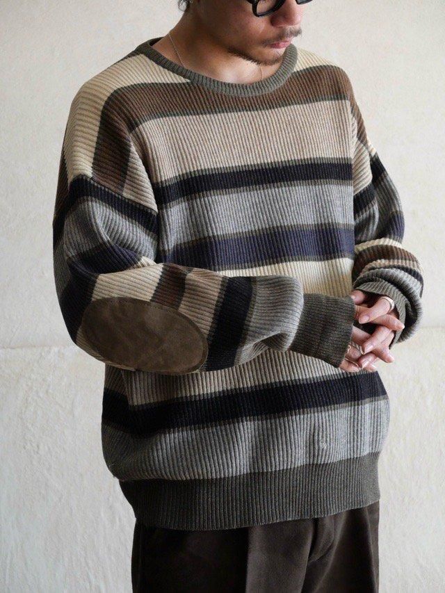 1990's Valentino UOMO
Cotton? Border Knit Sweater, Made in Italy.