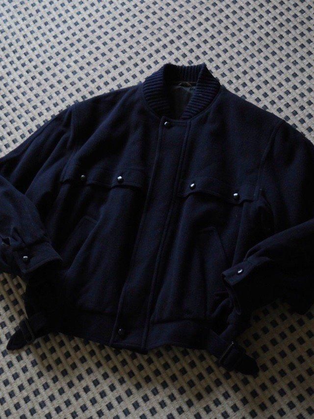 1980's Valentino UOMOWool & Cotton Lining Blouson, Dark NAVY / Made in Italy.