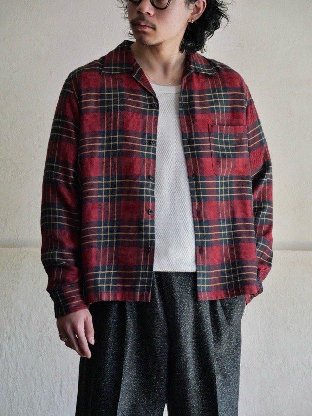 1990' POLO SPORT RayonWool Open-Collar Check Shirt