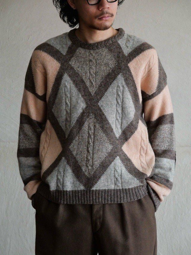 Argyle / Cable / Border / Elbow-patch Knit Sweater