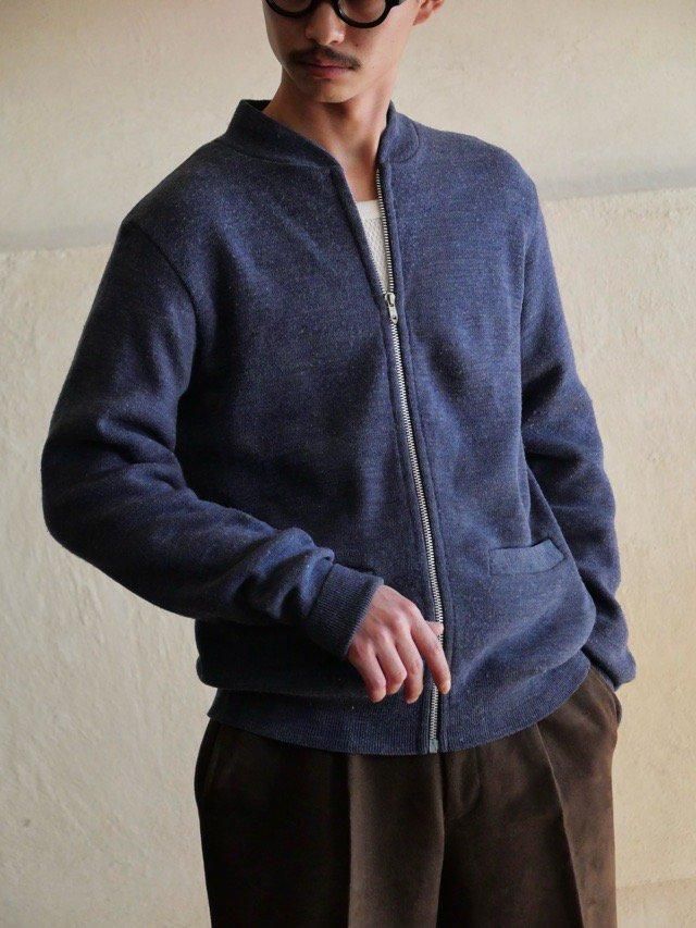 1960's Blue-gray Acvylic Knit Cardigan "Kansas City"