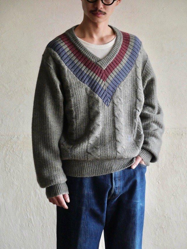 1980's Italian Vintage Yves Saint Laurent 
Cricket Cable Knit Sweater