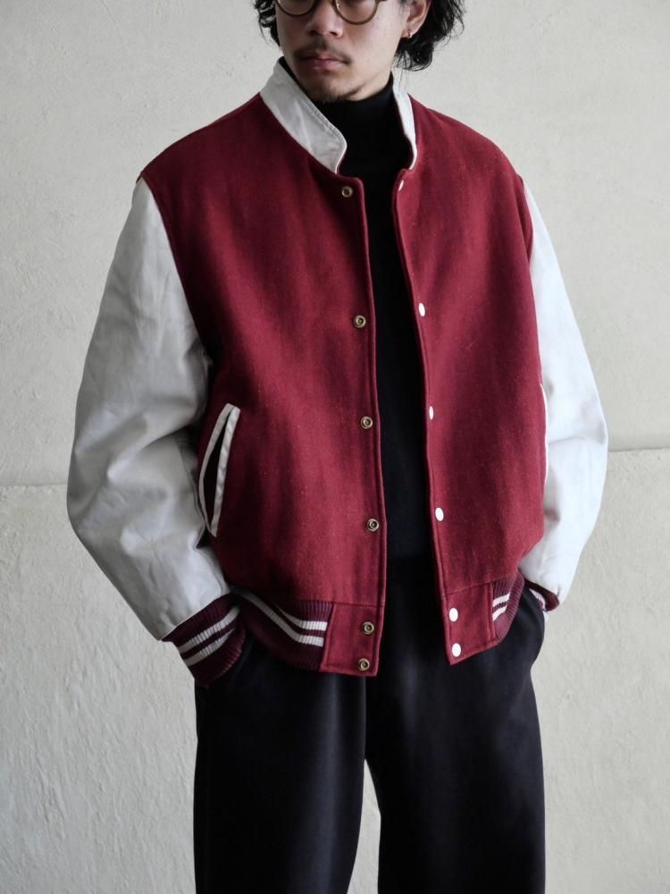 1980's Vintage Wool&Leather Award Jacket RedWhite