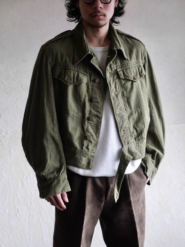 1952's Vintage UK Military GREEN DENIM Battle Dress Blouse