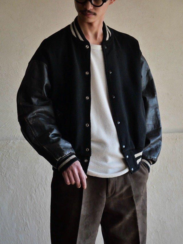 1960's Vintage Leather&Wool Black Award Jacket