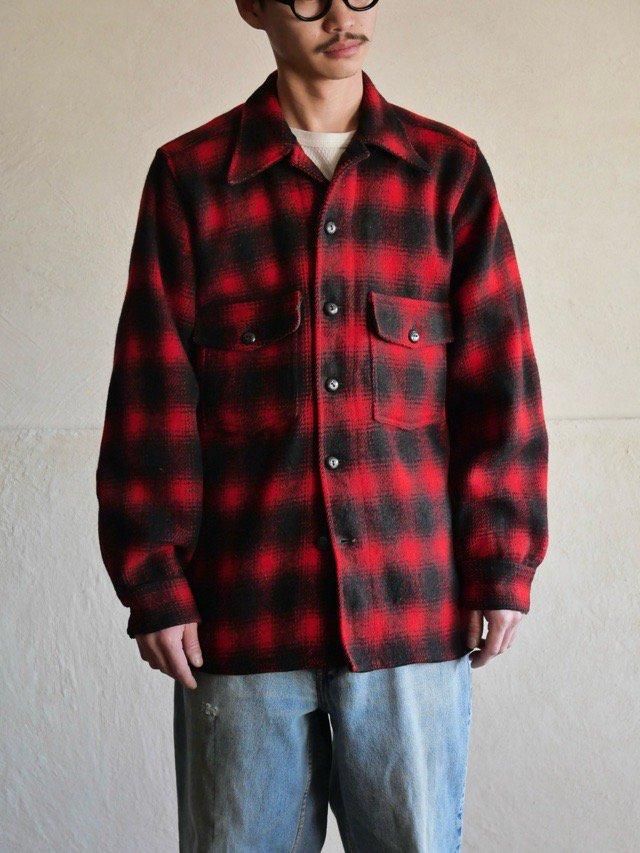 1940's Outer Wear Ombre-check Wool Shirt