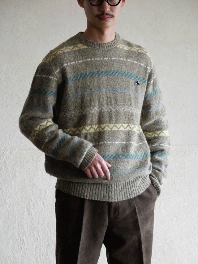 1980~90's Vintage Kappa Border Pattern Knit Sweater, Made in ITALY