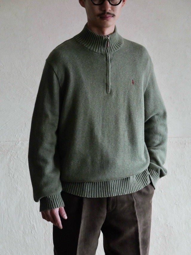 00's RalphLauren Half-zip Cotton Knit Sweater