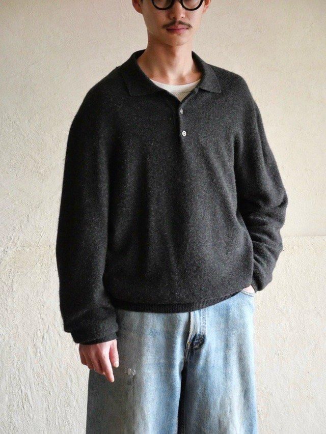 1990~00's BrooksBrothers 100% Cashmere Knit-Polo, Knitted in GREAT BRITAIN.