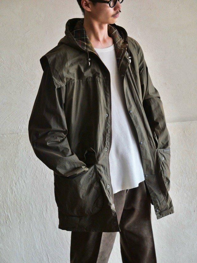 00's~ Barbour Classic DURHAM Light Weight Waxed Cotton Hooded Jacket