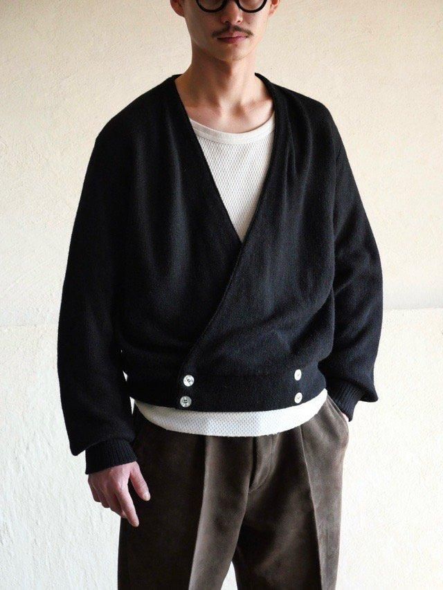 1960~70's Vintage Milwaukee Knit Double-Breasted Knit Cardigan, BLACK
